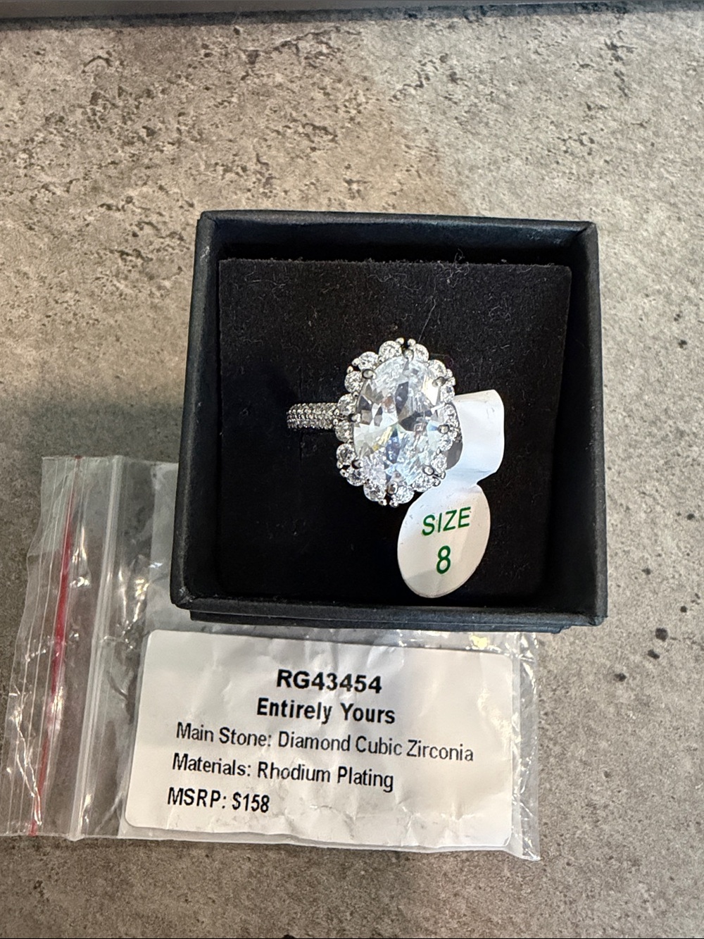 NWT Bomb Party April Birthday “Entirely Yours” Rhodium Ring - Size 8